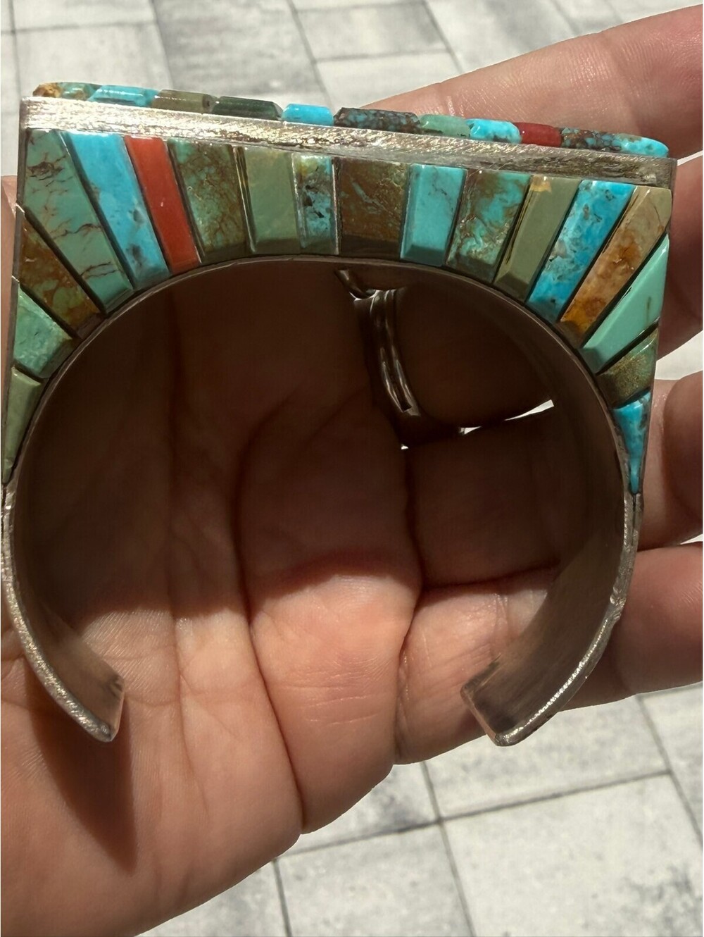Wilson Dawes Navajo Turquoise Cobblestone Sterling Silver Cuff WD 88 grams - Picture 10 of 10